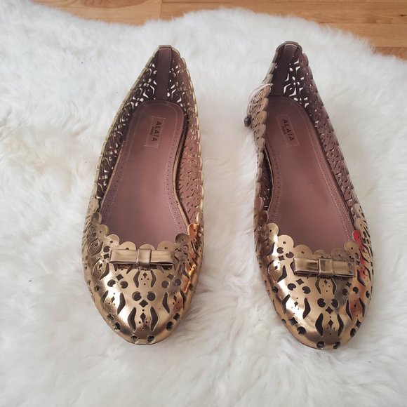 Alaïa Laser-Cut Ballerina Flats ll Peau Miroir Verrerie2 ll Size 37 - Picture 3 of 5